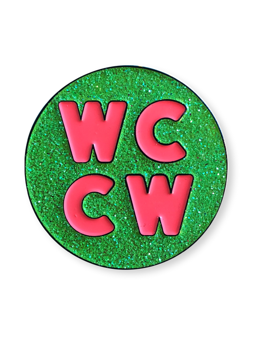WCCW Green Glitter Pin