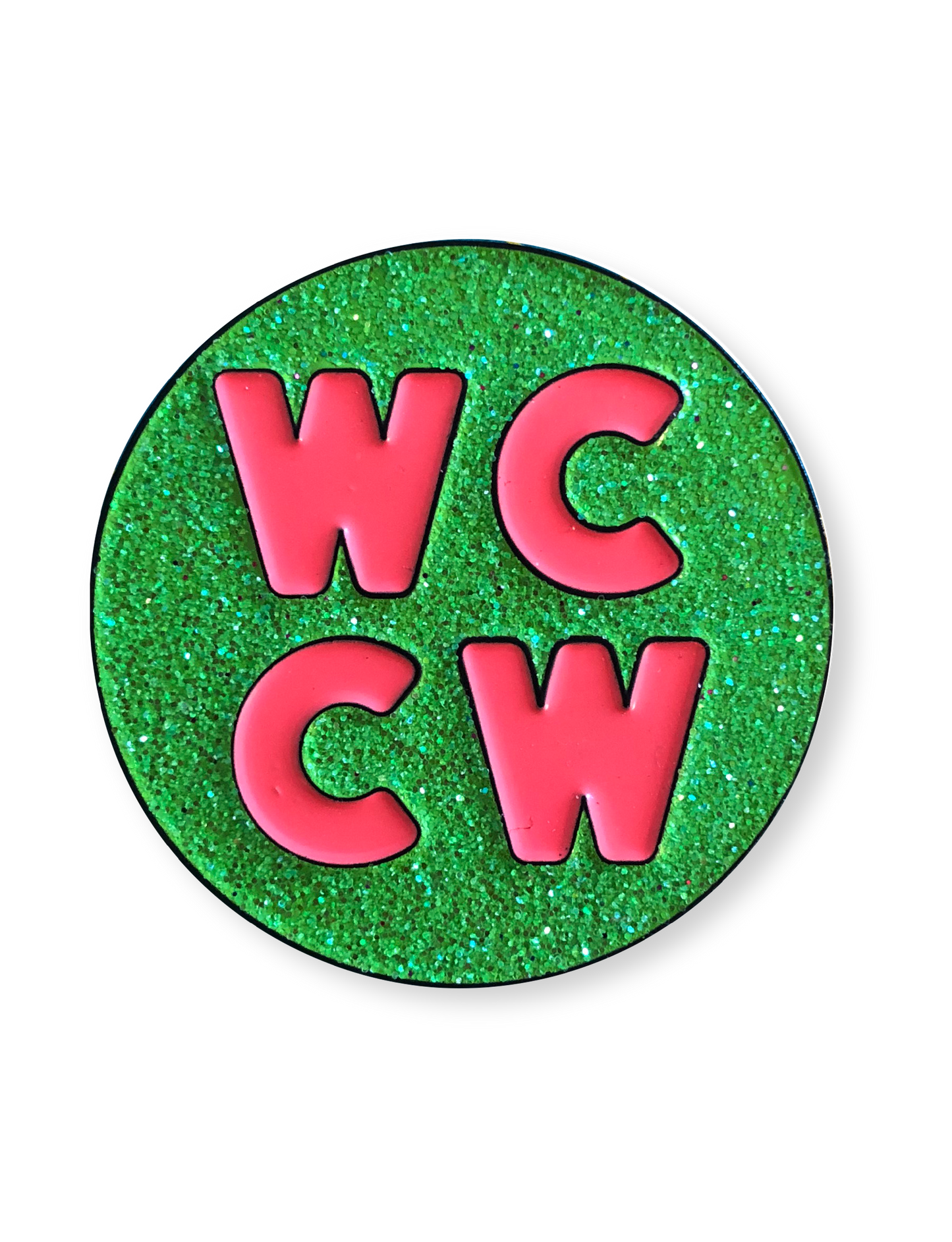 WCCW Green Glitter Pin